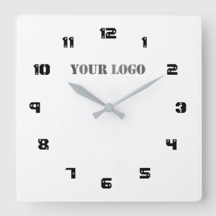 Custom Logo Business Personalised Font Colours Square Wall Clock