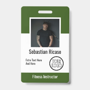 Custom Logo Business Personalised Green White ID Badge