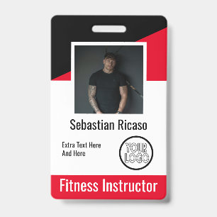 Custom Logo Business Personalised Red Black White ID Badge
