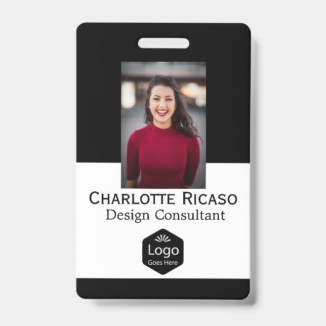 Custom Logo Business Personalised Red White Black ID Badge (Front)