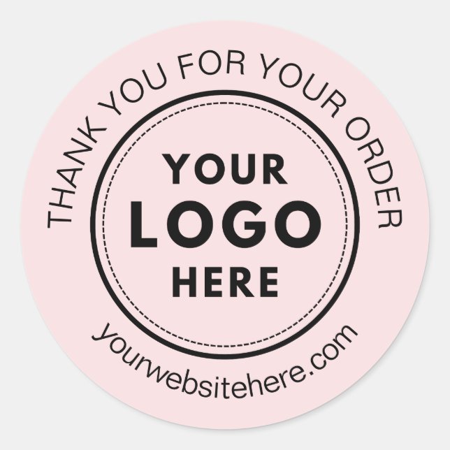 Custom Logo Business Professional Thank You Pink Classic Round Sticker (Front)