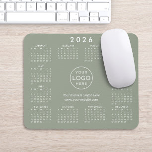 Custom Logo Business Promo 2026 Calendar Green Mouse Mat