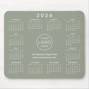 Custom Logo Business Promo 2026 Calendar Green Mouse Mat