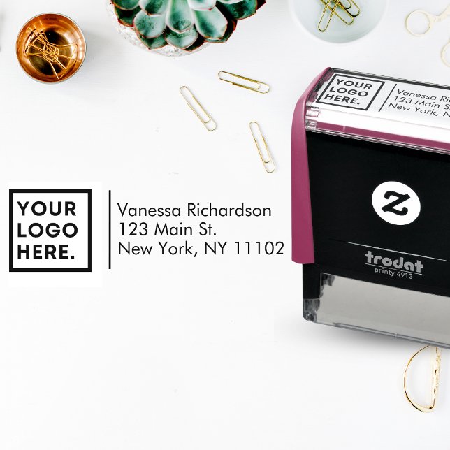 Custom logo business return address self-inking stamp (Creator Uploaded)