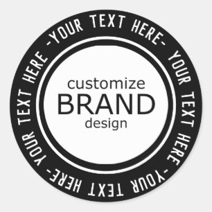 Custom Logo Business Round Stickers Black & White