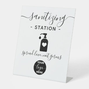 Custom Logo Business Safety Sanitizing Station Pedestal Sign