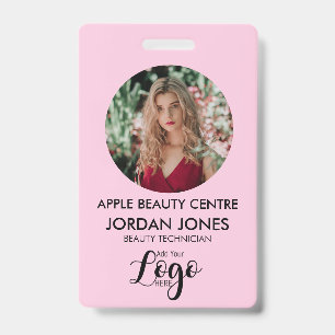 custom logo business staff Photo pink  ID  Badge