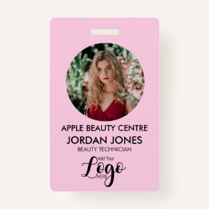 custom logo business staff Photo pink  ID  ID Badge