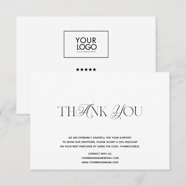 Custom Logo Business Thank You  Card (Front/Back)