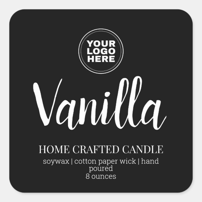 Custom Logo Candle Label Minimalist Black Sticker (Front)