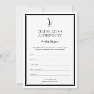 Custom Logo Certificate of Authenticity Thank You Card