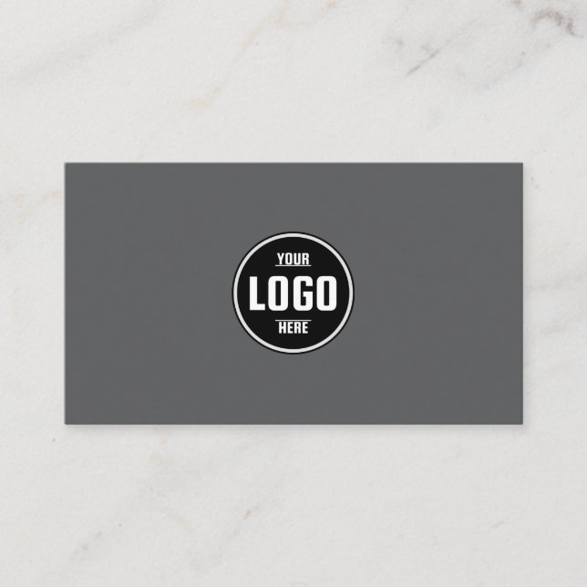 Custom Logo Circle Modern Minimalist Grey Business Card (Front)