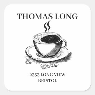 Custom logo Coffe wood business wooden Square Sticker