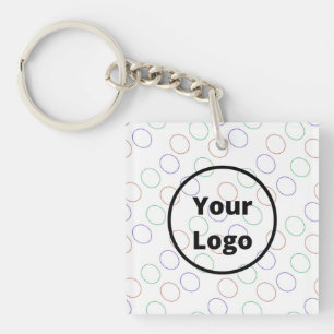 Custom logo colorful circles on white key ring
