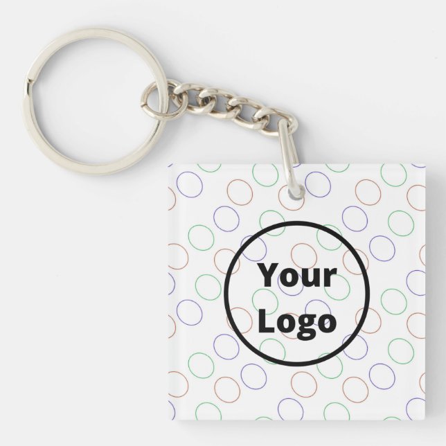 Custom logo colorful circles on white key ring (Front)