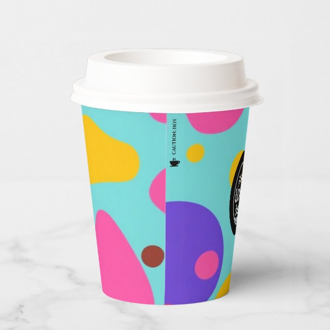 Custom Logo Colourful Bubbles Paper Cup 8oz (Right)