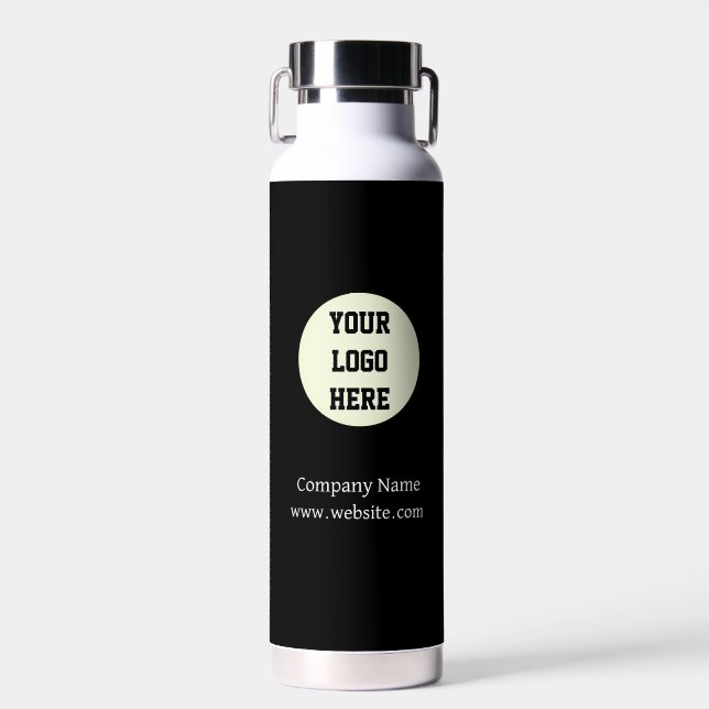 Custom Logo Company Black Business Corporate Water Bottle (Front)