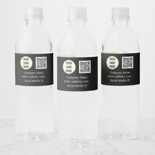 Custom Logo Company Black Business QR Code Water Bottle Label