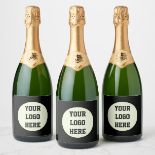 Custom Logo Company Black White Business Corporate Sparkling Wine Label