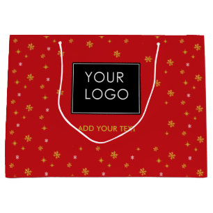 Custom Logo Company Business Christmas Snowflake  Large Gift Bag