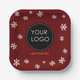 Custom Logo Company Business Christmas Snowflake  Paper Plate