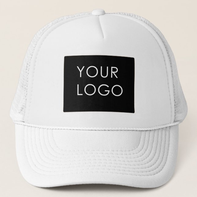 Custom Logo Company Business White Trucker Hat (Front)
