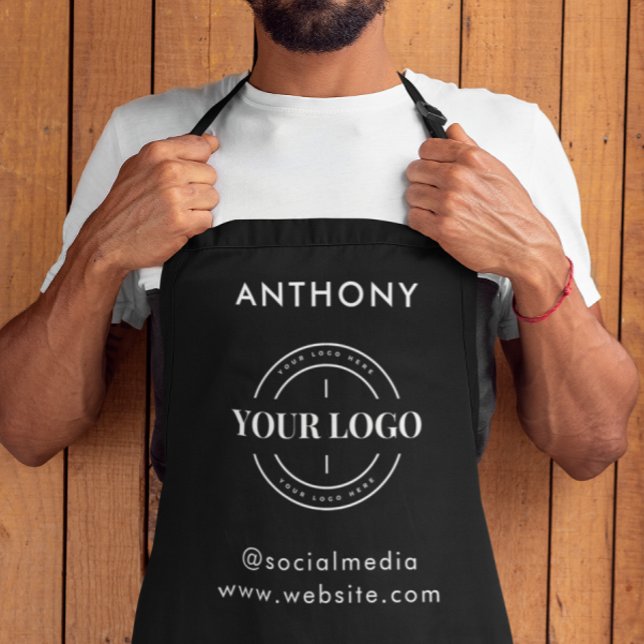 Custom Logo Company Corporate Modern Minimal Black Apron (Creator Uploaded)