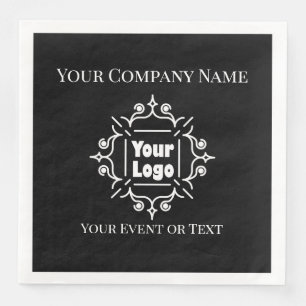 Custom Logo Company Event on Black Napkin