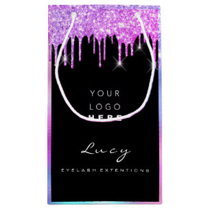 Custom Logo Company Name Drips Holograph Small Gift Bag
