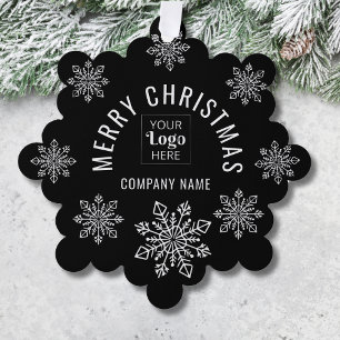 Custom Logo Company Name Snowflake Merry Christmas Tree Decoration Card