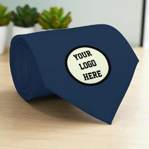 Custom Logo Company Navy Blue Business Corporate Tie