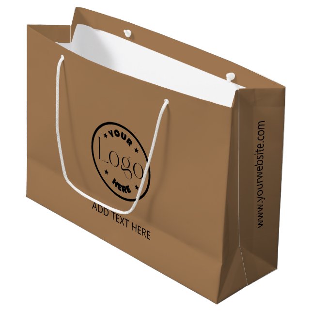Custom Logo | Company Professional Business Brown Large Gift Bag (Front Angled)