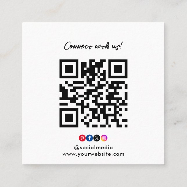 Custom Logo Connect with Us Square Business Card (Back)
