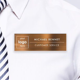 Custom Logo Copper Brown Professional Business Name Tag