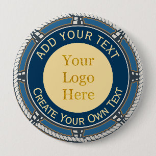 Custom Logo Corporate Blue and Gold Nautical Rope 10 Cm Round Badge