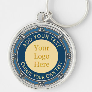 Custom Logo Corporate Blue and Gold Nautical Rope Key Ring