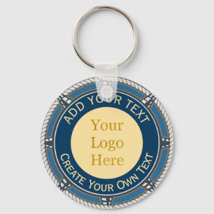 Custom Logo Corporate Blue and Gold Nautical Rope Key Ring