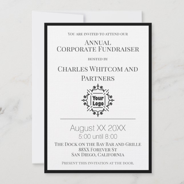 Custom Logo Corporate or Company Event Invitation (Front)
