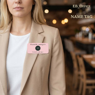 Custom Logo Corporate Pastel Blush Pink  Name Tag