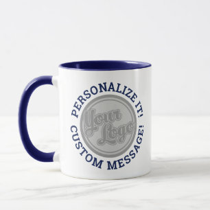Custom Logo Cropped Circle Navy Blue Text Mug