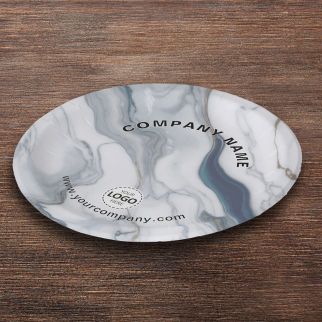 Custom Logo, Custom Text, Marble Effect Paper Plate (Creator Uploaded)