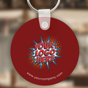 Custom Logo, Custom Text, Red Key Ring