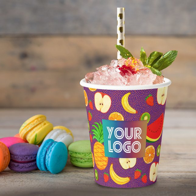 Custom Logo Cute & Colourful Fruit Branded Juice Paper Cups (Creator Uploaded)