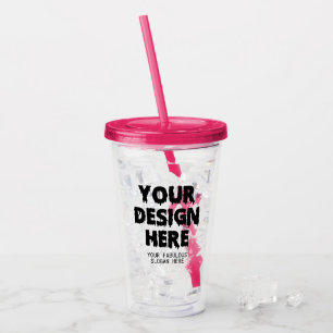 Custom Logo Design Image Corporate Text with Straw Acrylic Tumbler