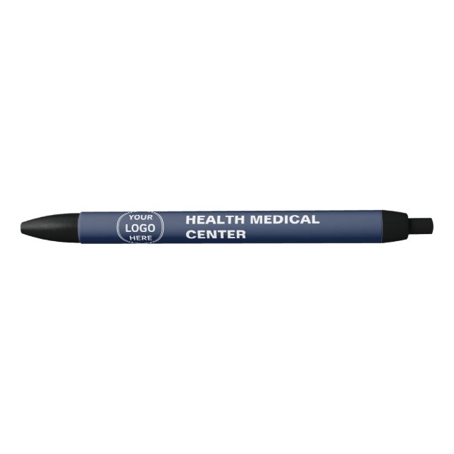 Custom Logo Doctor Clinic Healthcare Navy Blue Black Ink Pen (Front)