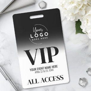Custom Logo Elegant Black And White VIP ID Badge