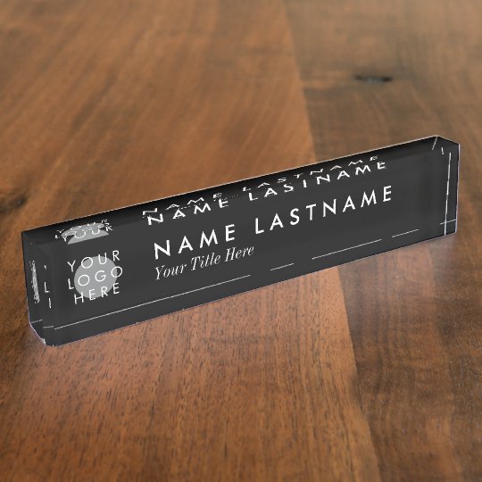 Custom Logo Elegant Black Desk Nameplate Zazzle Co Uk