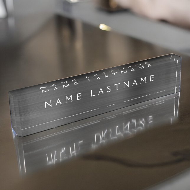 Custom Logo Elegant Black White Desk Nameplate (Creator Uploaded)