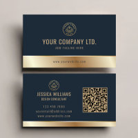 Custom Logo Elegant Blue Gold QR Code