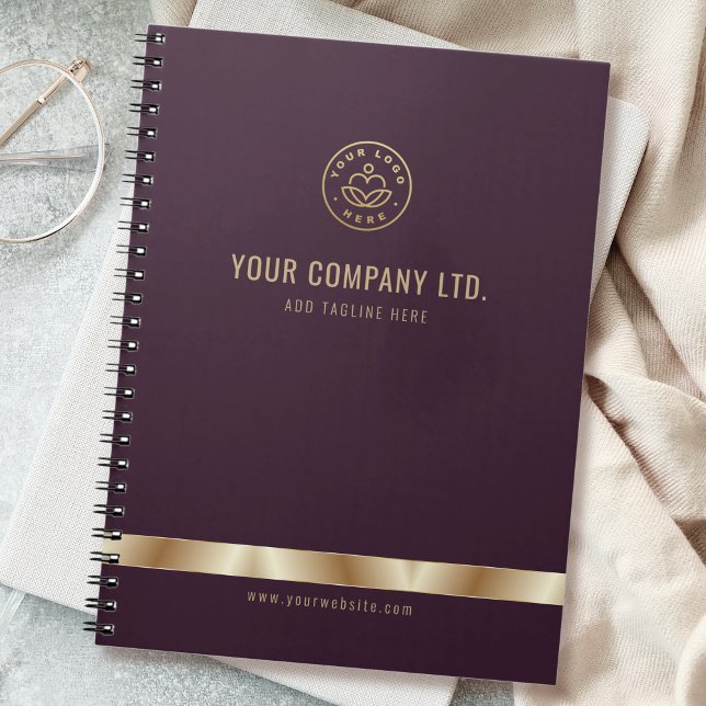 Custom Logo Elegant Burgundy Red Gold Notebook (Creator Uploaded)